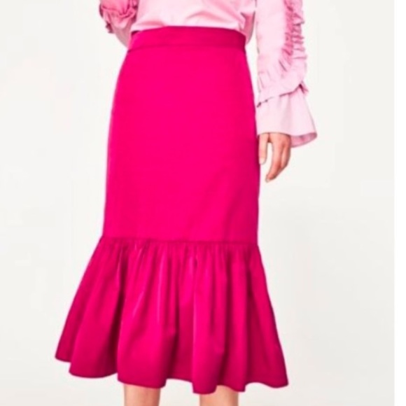 Zara pink ruffle hem skirt size XS - Picture 2 of 3